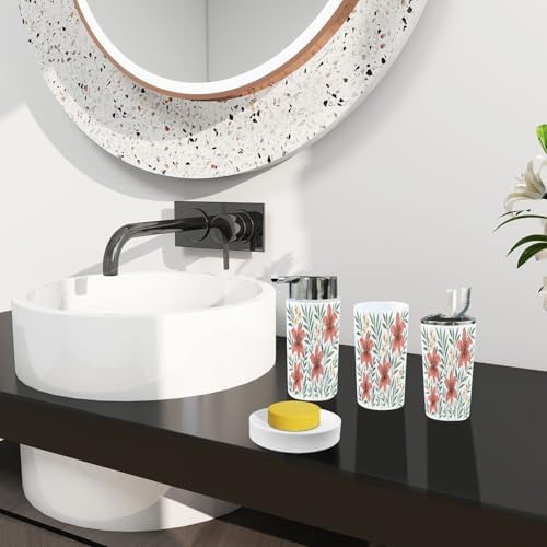 Boho Floral Bathroom Accessory Set 6 Piece 1