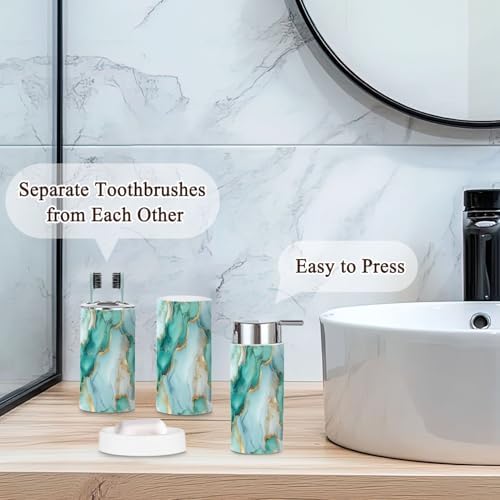 6 Piece Marble Blue Bathroom Accessories Set