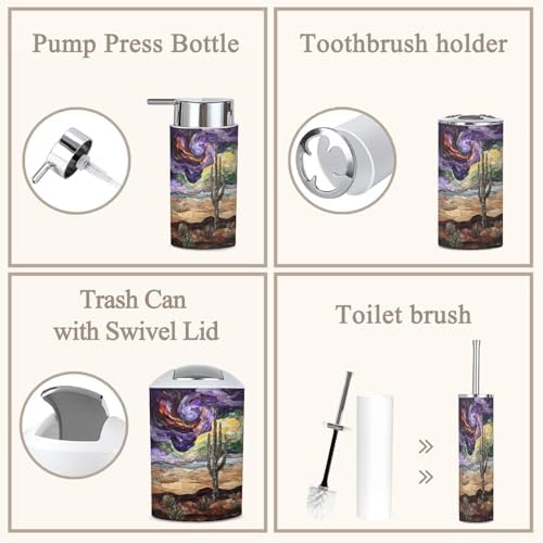 6 Piece Stormy Sky Cactus Bathroom Set