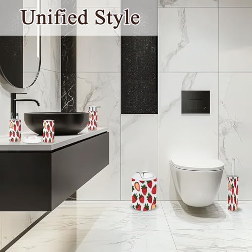 6-Piece Bathroom Accessories Set with Fresh Strawberry Pattern