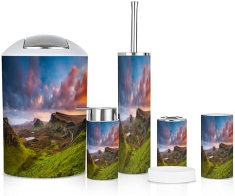 6 Piece Sunset Quiraing Isle Skye Bathroom Accessories Set