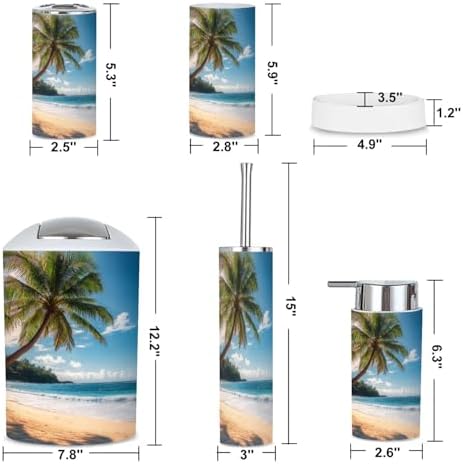 6 Piece Bathroom Accessories Set with Palm Trees Design 1