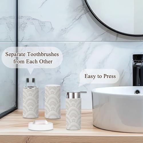 6 Pcs Modern Bathroom Accessories Set with Geometrical Design