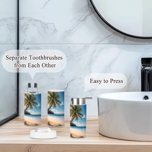 6 Piece Bathroom Accessories Set with Palm Trees Design 1