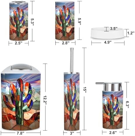 6 Piece Abstract Cactus Bathroom Accessories Set