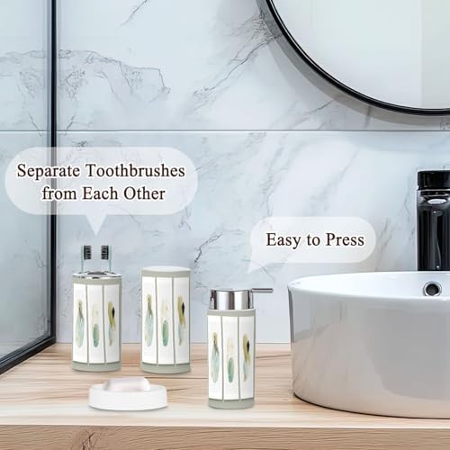 6 Piece Bathroom Accessories Set Teal Peach Boho Style