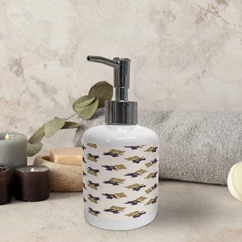 Ambesonne Dancing Bears Soap Dispenser Toothbrush Holder Set 2 Pcs