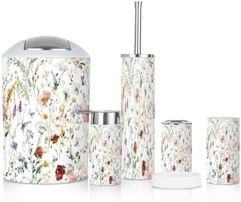 6 Piece Wildflower Bathroom Accessories Set 1