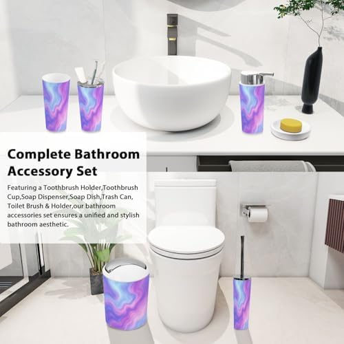 Boho Soft Pastel Bathroom Accessory Set 6 Piece