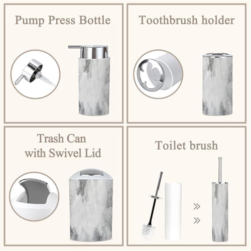 6 Piece Bathroom Accessories Set White Concrete Texture