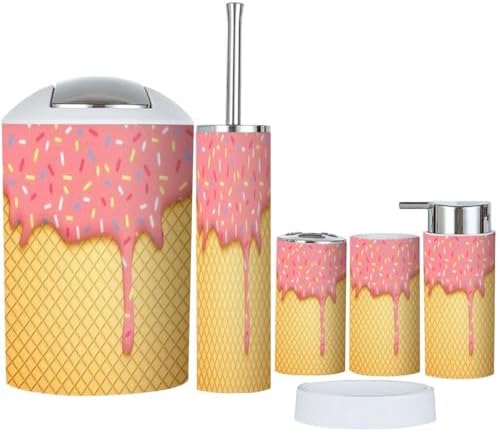 Pink Ice Cream Bathroom Accessories Set 6 Pcs 1