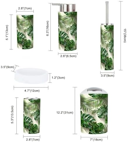 Boho Tropical Bathroom Accessory Set 6 Piece 1