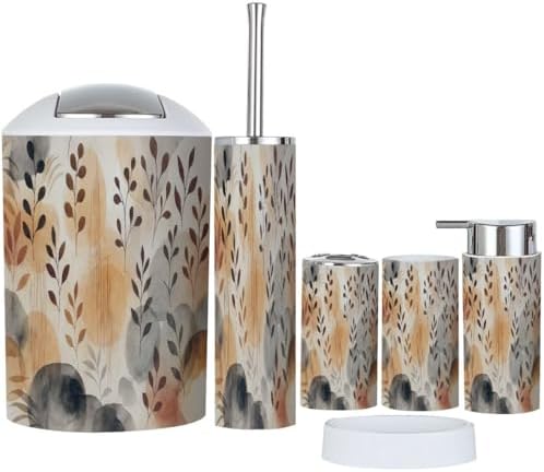 Boho Floral Bathroom Accessories Set 6 Piece 1