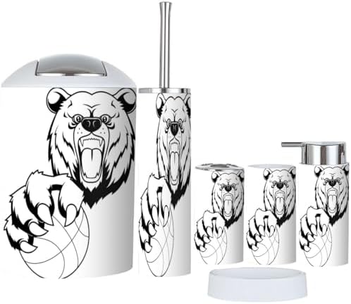 Angry Bear Bathroom Accessories Set 6 Pcs
