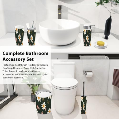 Boho Bathroom Accessories Set 6 Piece Retro Style