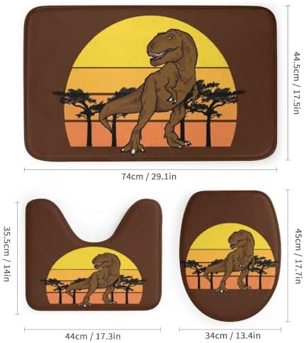 Kuizee Dinosaur Shower Curtain Set with Rugs 4Pcs