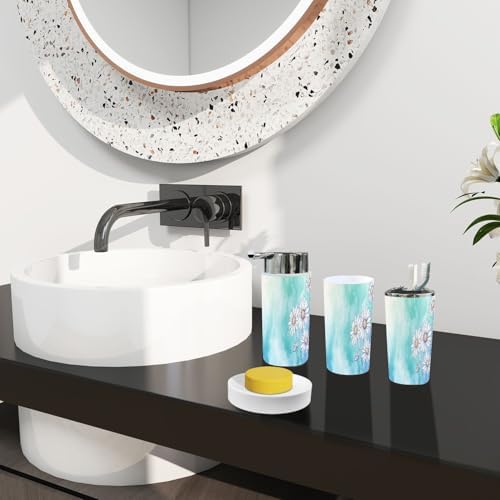 Boho White Daisies Bathroom Accessory Set 6 Piece 1