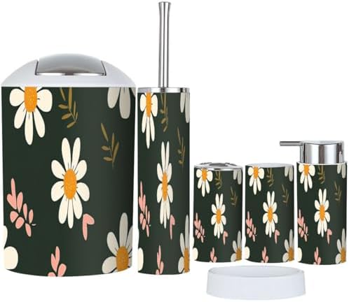 Boho Bathroom Accessories Set 6 Piece Retro Style