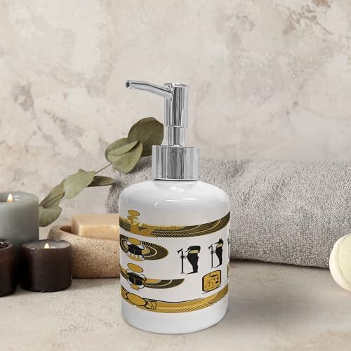 Ambesonne Egyptian Print Soap Toothbrush Holder Set 2 Pcs Yellow Black