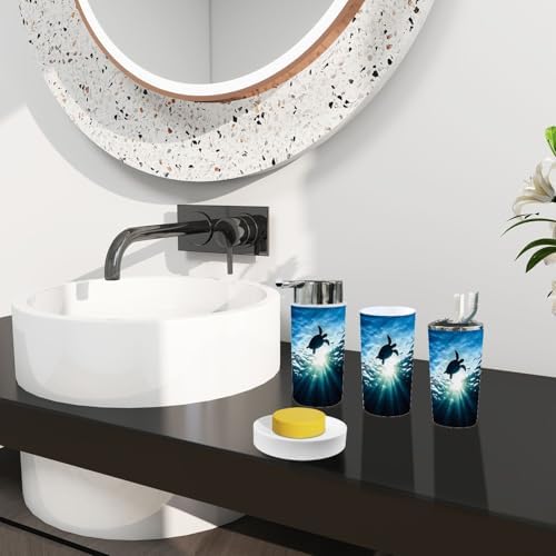 Boho Hawaiian Sea Turtle Bathroom Accessory Set 6 Piece