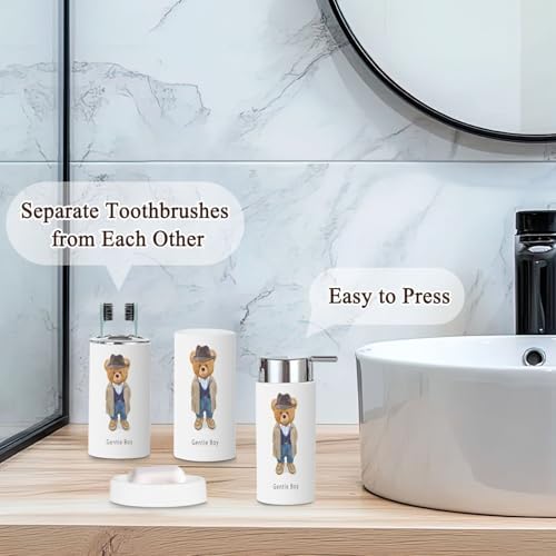 Gentle Boy Slogan Cute Bear Bathroom Accessories Set 6 Pcs