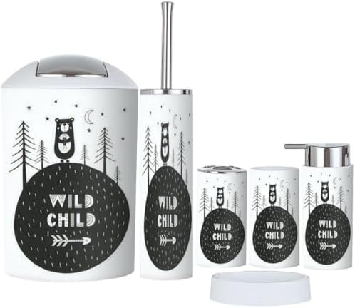 Bathroom Accessories Set 6 Pcs Cute Cartoon Animal Lettering Holder