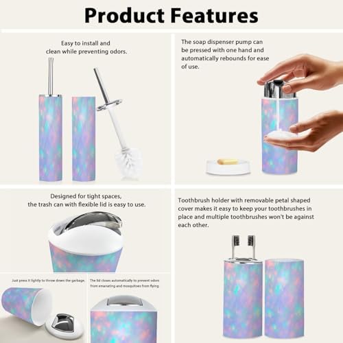 Boho Opal Gemstone Bathroom Accessory Set 6 Piece