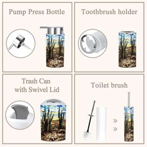 6-Piece High Noon Desert Stained Glass Bathroom Set