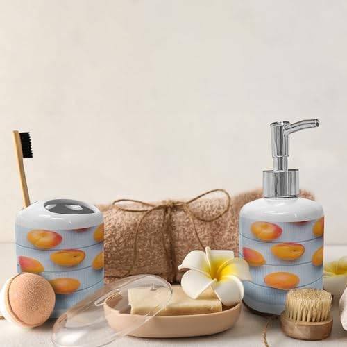 Ambesonne Fruit Soap Dispenser Toothbrush Holder Set