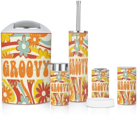 6 Piece Retro Rainbow Bathroom Accessories Set