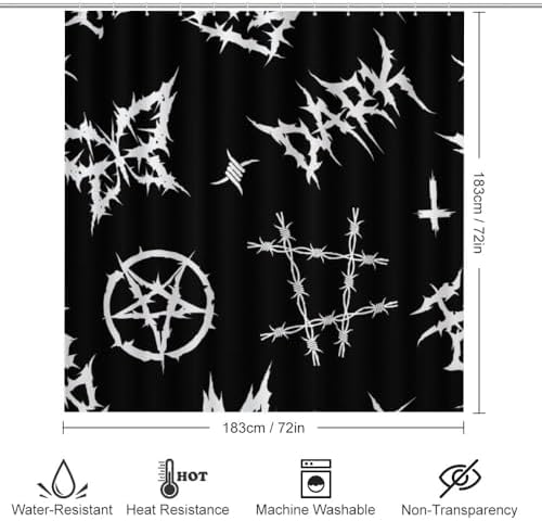 Kuizee 4-Piece Shower Curtain Set with Rugs Grunge Gothic Doodle Style