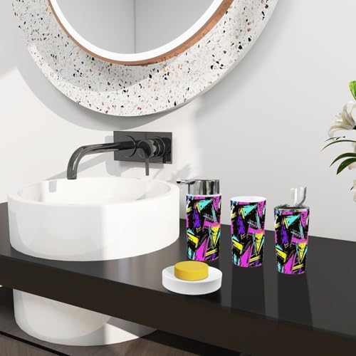 Boho Geometric Neon Bathroom Accessory Set 6 Piece