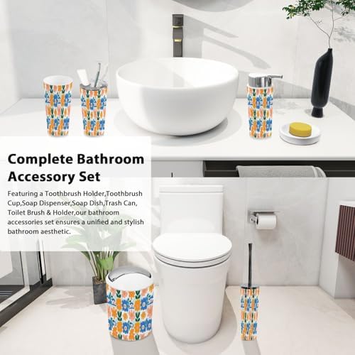 Boho Floral Bathroom Accessory Set 6 Piece