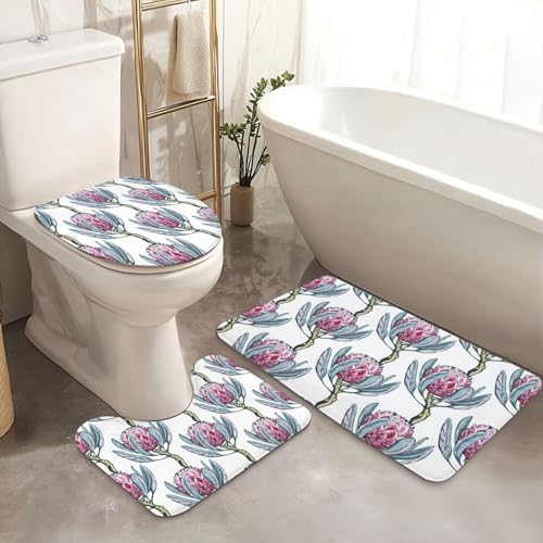 4 Piece Shower Curtain Set with Rugs and Accessories 1