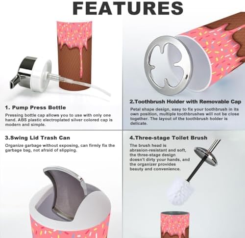 Bathroom Accessories Set 6 Pcs Modern Durable Decor 1