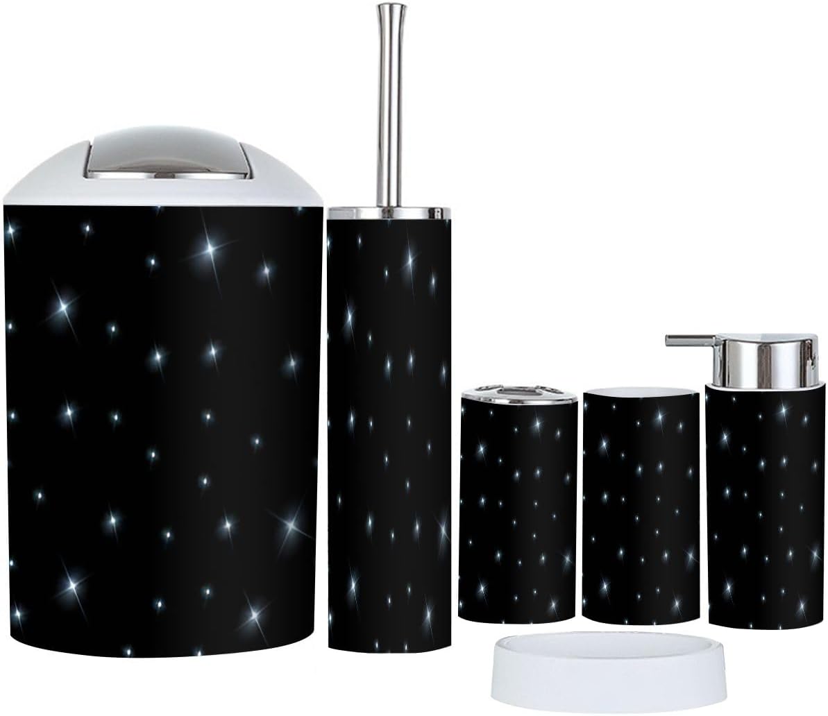 JBNJANKDAV 6 Pc Bathroom Accessories Set with Stars Galaxies Design