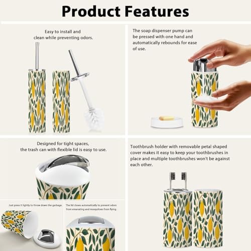Boho Tropical 6-Piece Bathroom Accessory Set