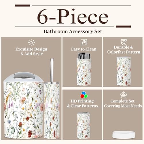 6 Piece Wildflower Bathroom Accessories Set 1
