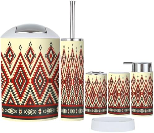 Boho Bathroom Accessory Set 6 Piece Native American Design