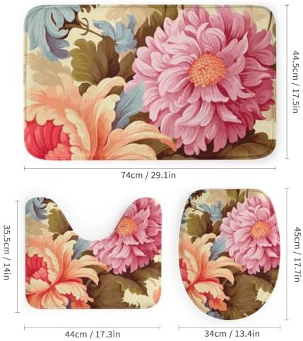 Kuizee 4-Piece Bathroom Set with Non-Slip Mats and Shower Curtain 1