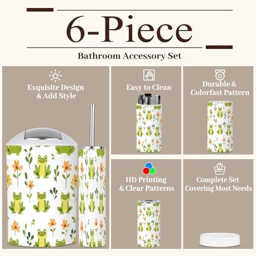 6 Piece Cute Frogs Bathroom Accessories Set
