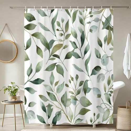 4 Pieces Shower Curtain Set with Rugs and Mats Abstract Flower Design