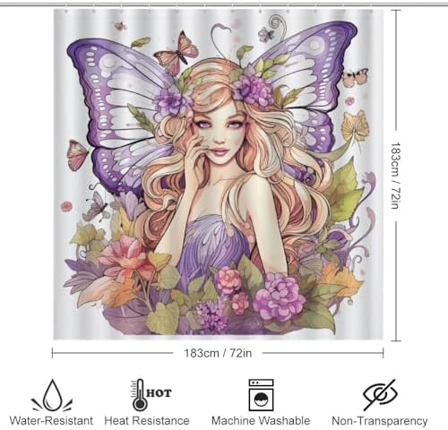 Kuizee 4-Piece Shower Curtain Set with Rugs 1