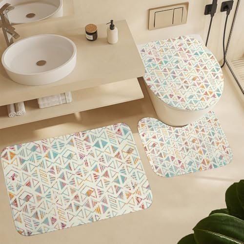 Kuizee 4-Piece Shower Curtain Set with Non-Slip Rugs 72x72 Inch