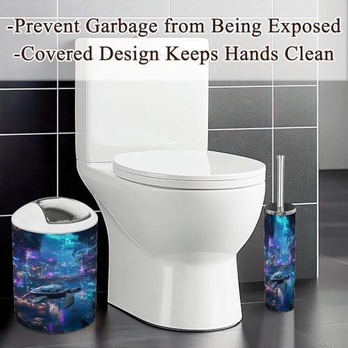 6-Piece Bathroom Accessories Set with Robotic Sea Turtle and Bioluminescent Plants