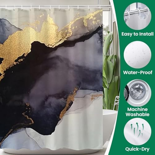 4-Piece Shower Curtain Set with Non-Slip Mats and Rugs