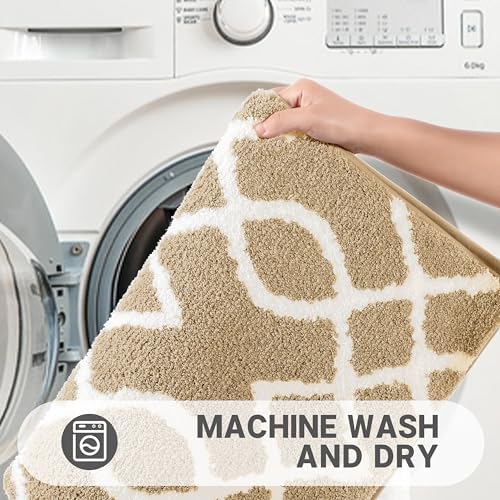 Yimobra Luxury Plush Bath Rug 47x24 Inch Beige