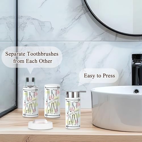 JBNJANKDAV 6 Pcs Bathroom Accessories Set with Ethnic Feathers Design