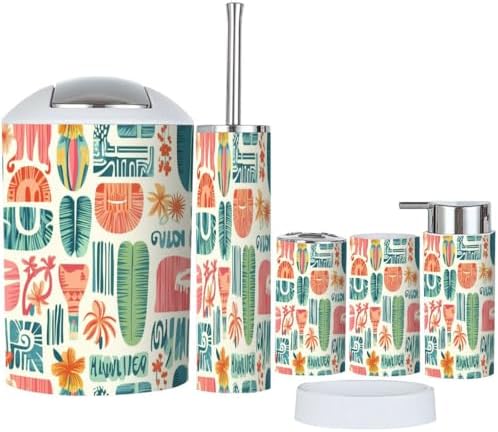 Boho Brown Bathroom Accessory Set 6 Piece