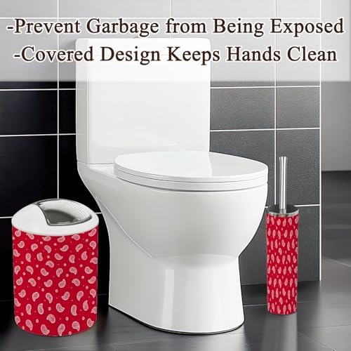Bathroom Accessories Set 6 Pcs Red Bandana Pattern 1